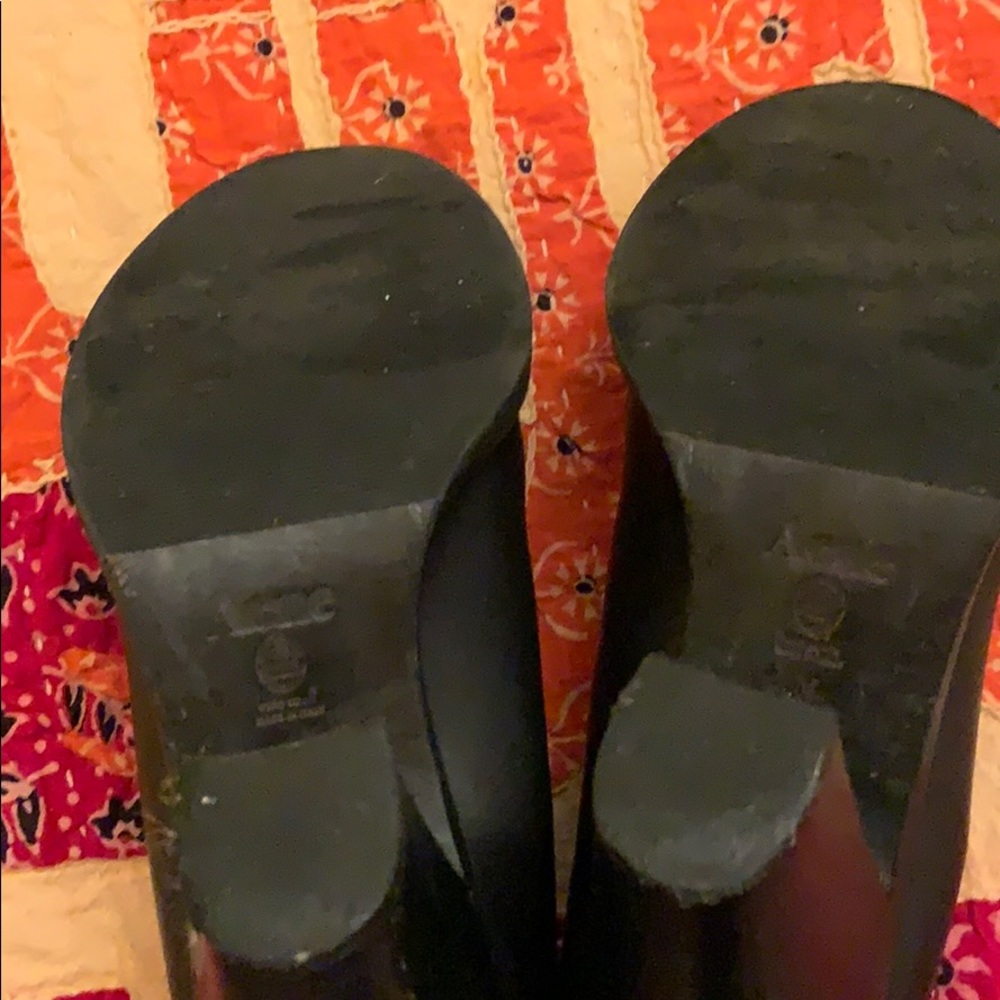 Acne black stacked heel slip on leather bootie - Picture 3 of 7